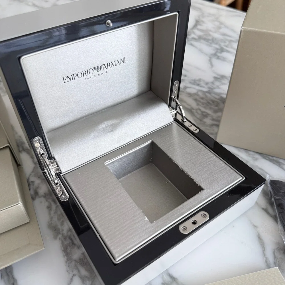 Emporio Armani Swiss Made Luxury Watch Box Set with Manuals and Pouch